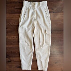 Cream High-Rise Cargo Pants